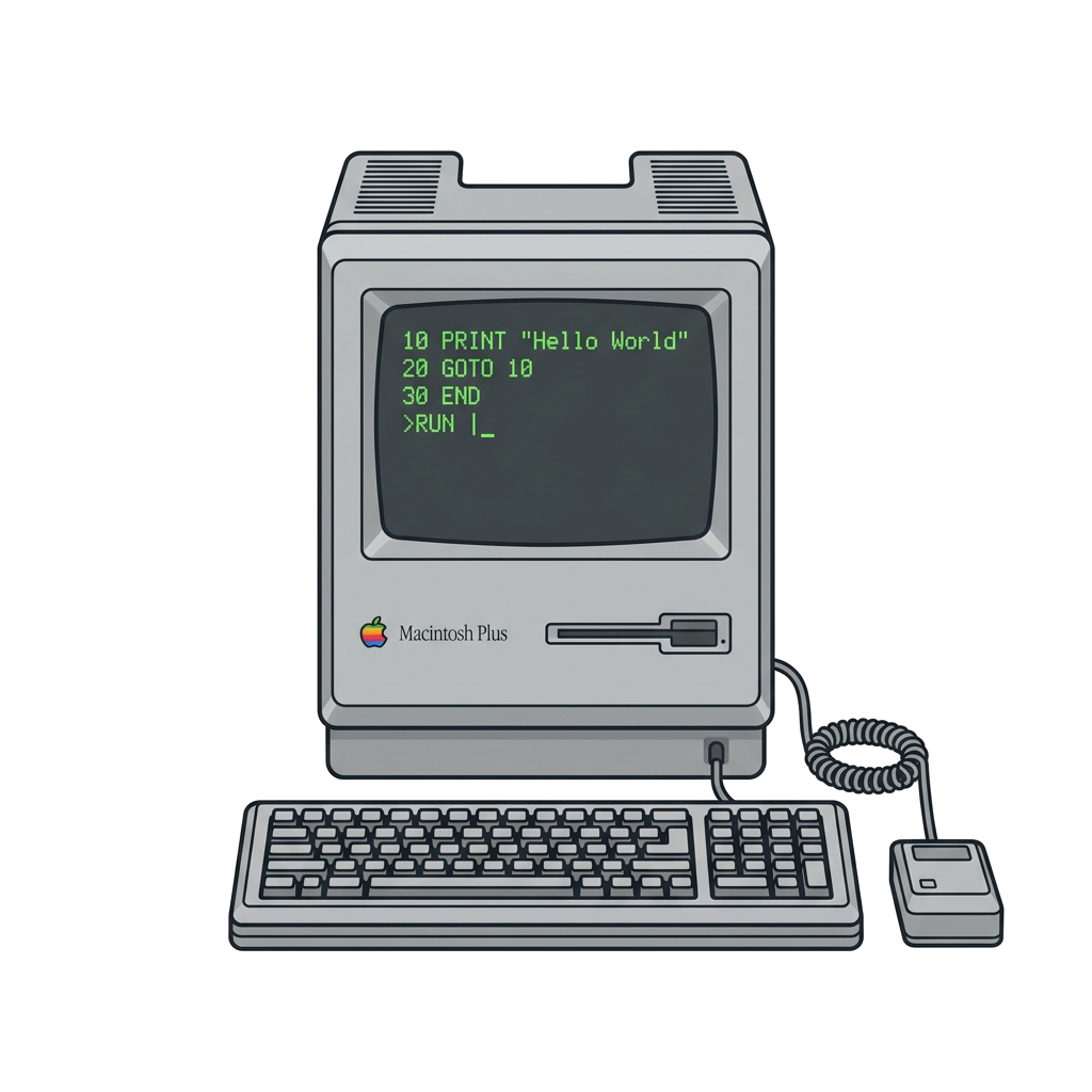 Retro Macintosh showing code